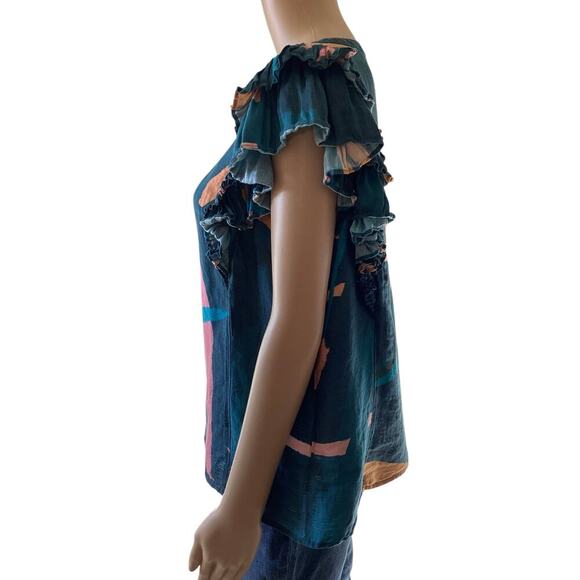 Vineyard vines Women's Flutter Sleeve Pintuck Top size L - Picture 3 of 6